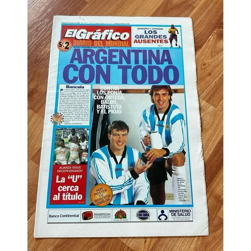 VTG El Grafico Newspaper Junio 1998 Argentina con todo